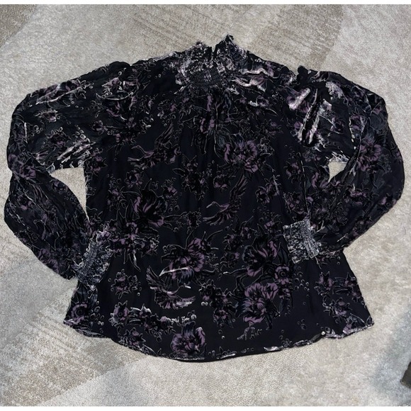 Hale Bob Rossana Velvet Burnout Turtleneck Top xl - Picture 2 of 6